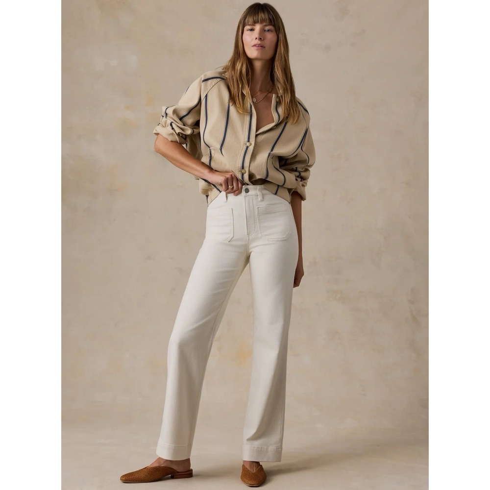 Faherty Stretch Terry Patch Pocket Pant Sz 27 in Egret Stretch Comfy Preppy $178